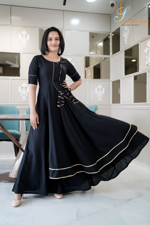 Designer Black A Line Women Dress, Full View
